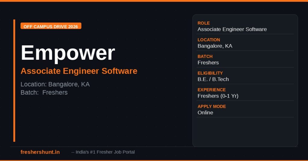 Empower Off Campus Drive 2026 - Empower Off Campus Drive 2026 | Associate Engineer Software | Bangalore — Apply Now