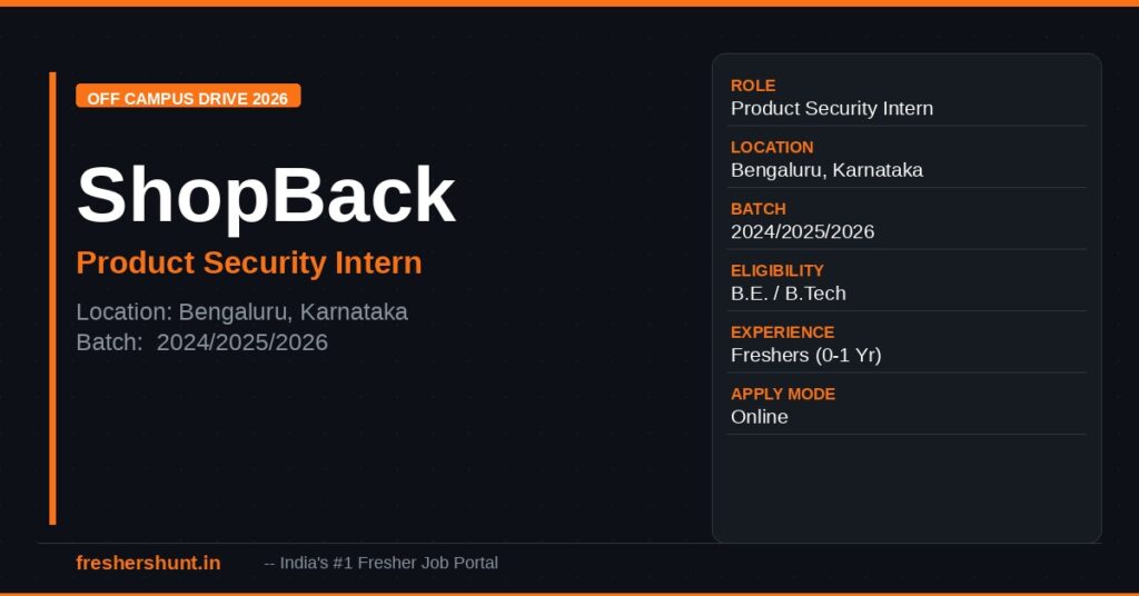 ShopBack Off Campus Drive 2026 - ShopBack Off Campus Drive 2026 | Product Security Intern | Bengaluru — Apply Now