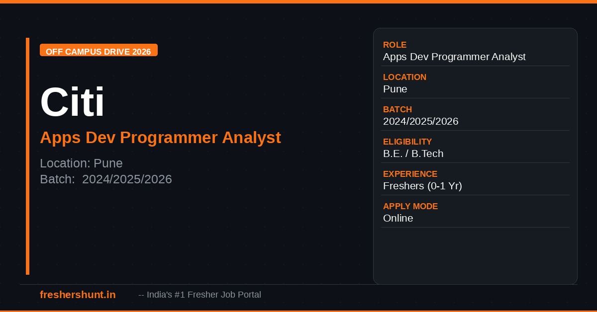 Citi Off Campus Drive 2026 - Citi Off Campus Drive 2026 | Apps Dev Programmer Analyst | Pune — Apply Now