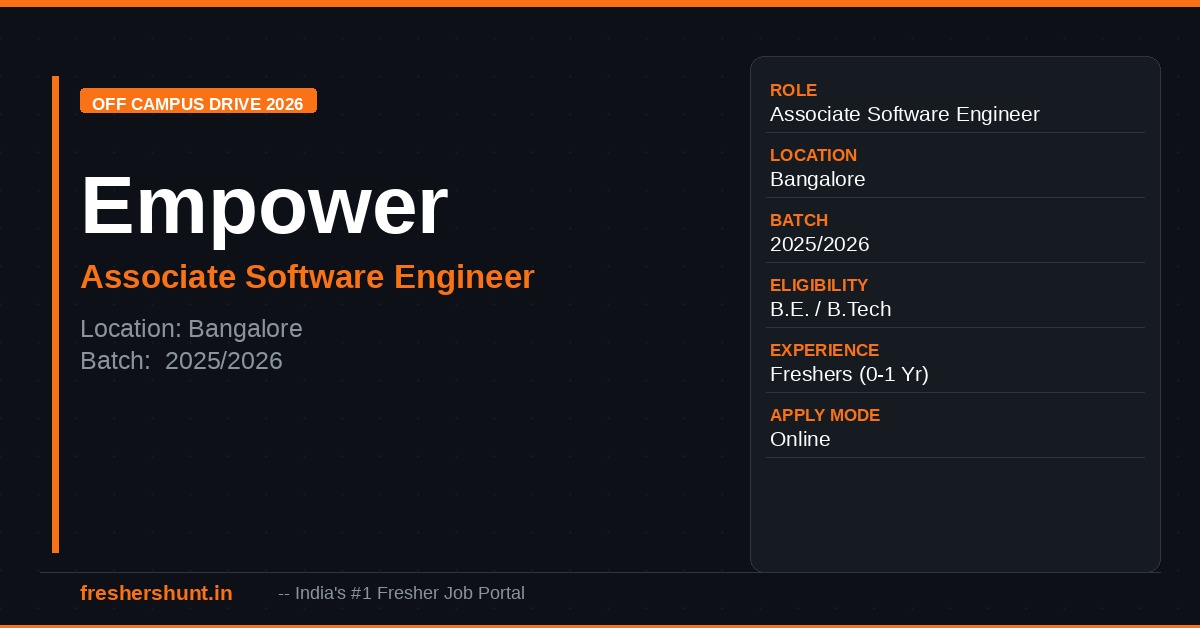 Empower Off Campus Drive 2026 - Empower Off Campus Drive 2026 | Associate Software Engineer | Bangalore — Apply Now