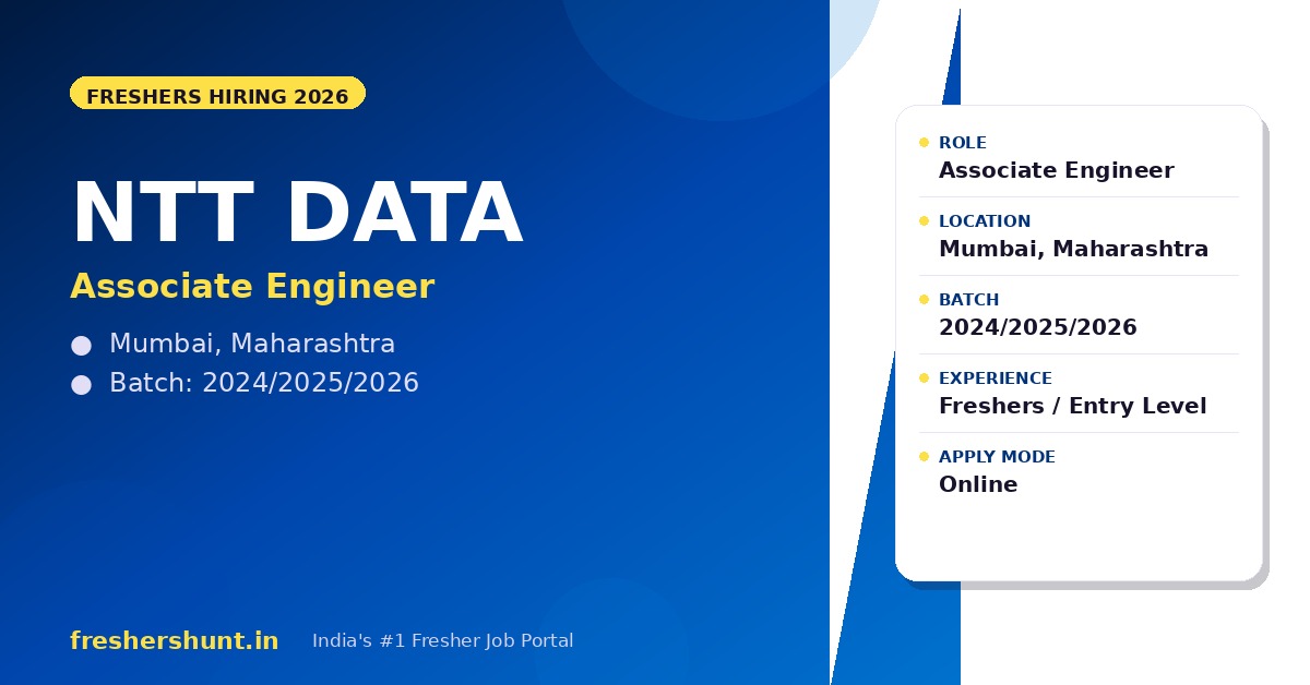 NTT DATA Off Campus Drive 2026 - NTT DATA Associate Engineer 2026 | Off Campus Drive | Mumbai — Apply Now