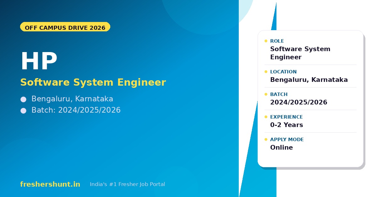 HP Inc. Off Campus Drive 2026 - HP Off Campus Drive 2026 | Software System Engineer | Bengaluru — Apply Now