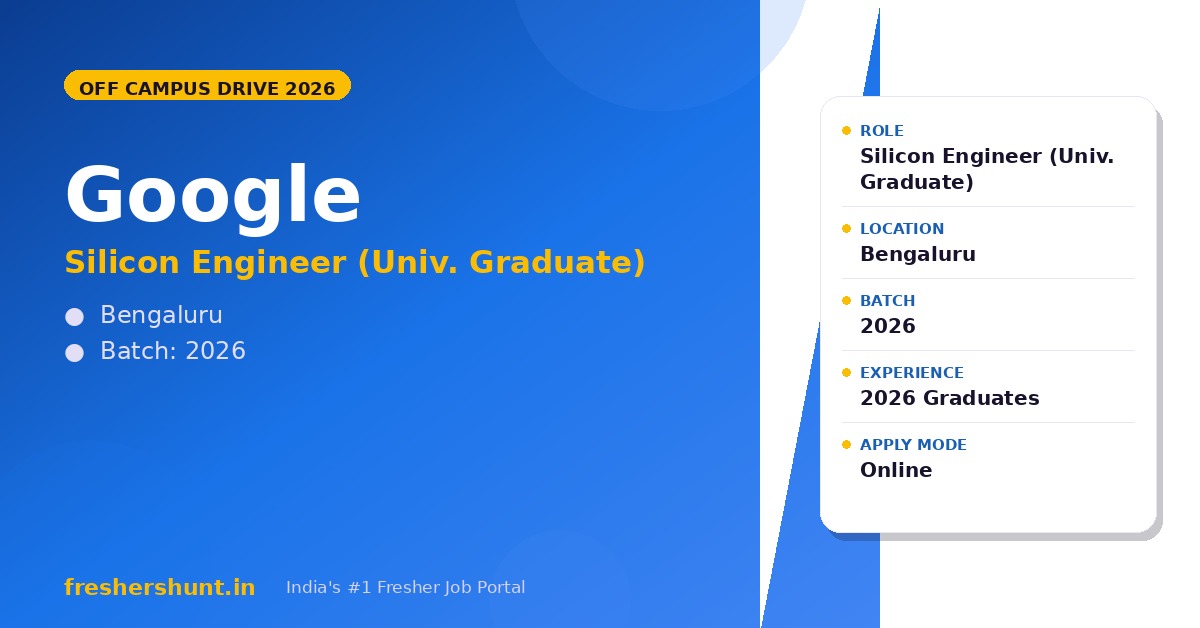 Google Off Campus Drive 2026 - Google Off Campus Drive 2026 | Silicon Engineer (University Graduate) | Bengaluru — Apply Now