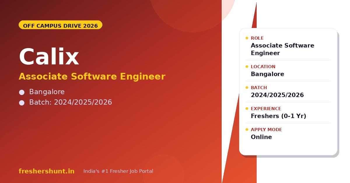Calix Off Campus Drive 2026 - Calix Off Campus Drive 2026 | Associate Software Engineer | Bangalore — Apply Now