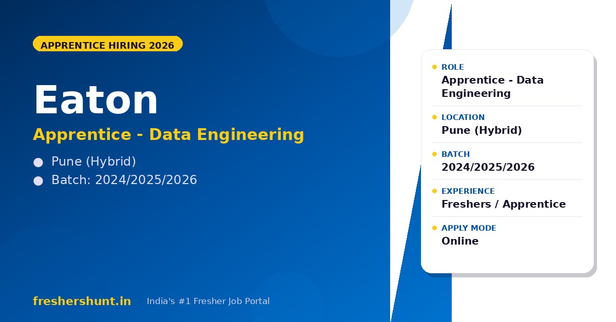 Eaton Off Campus Drive 2026 - Eaton Data Engineering Apprentice 2026 | Pune | Snowflake, SQL, Python — Apply Now