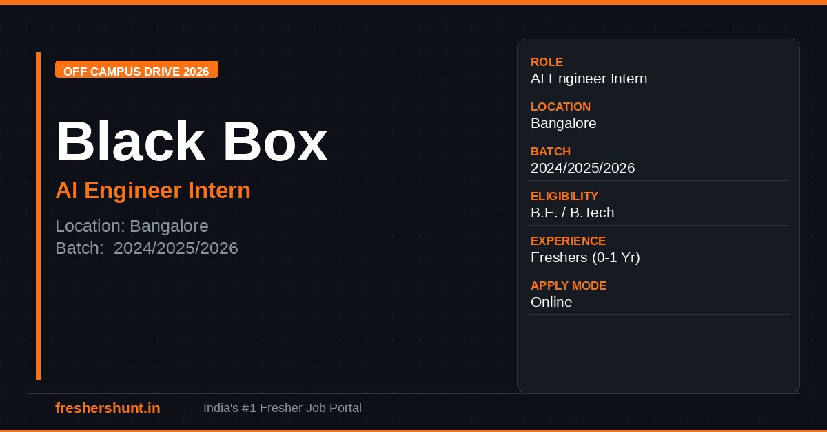 Black Box Off Campus Drive 2026 - Black Box AI Internship 2026 | AI Engineer Intern | Bangalore — Apply Now