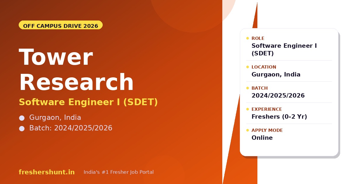 Tower Research Capital Off Campus Drive 2026 - Tower Research Capital Off Campus Drive 2026 | Software Engineer I | Gurgaon — Apply Now