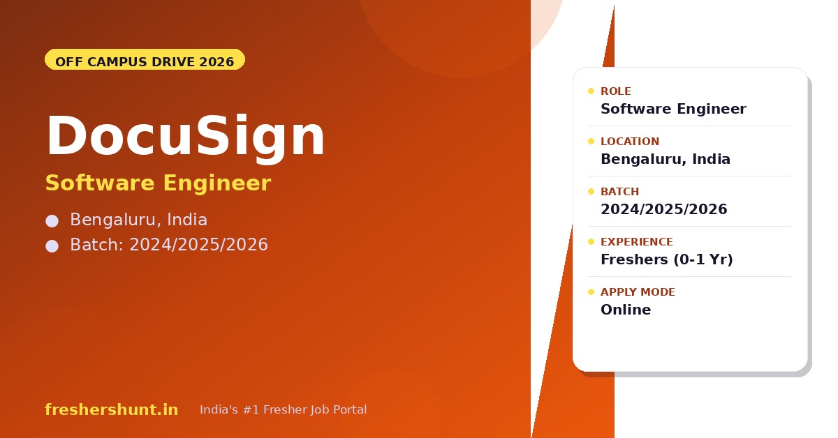DocuSign Off Campus Drive 2026 - DocuSign Off Campus Drive 2026 | Software Engineer | Bengaluru — Apply Now