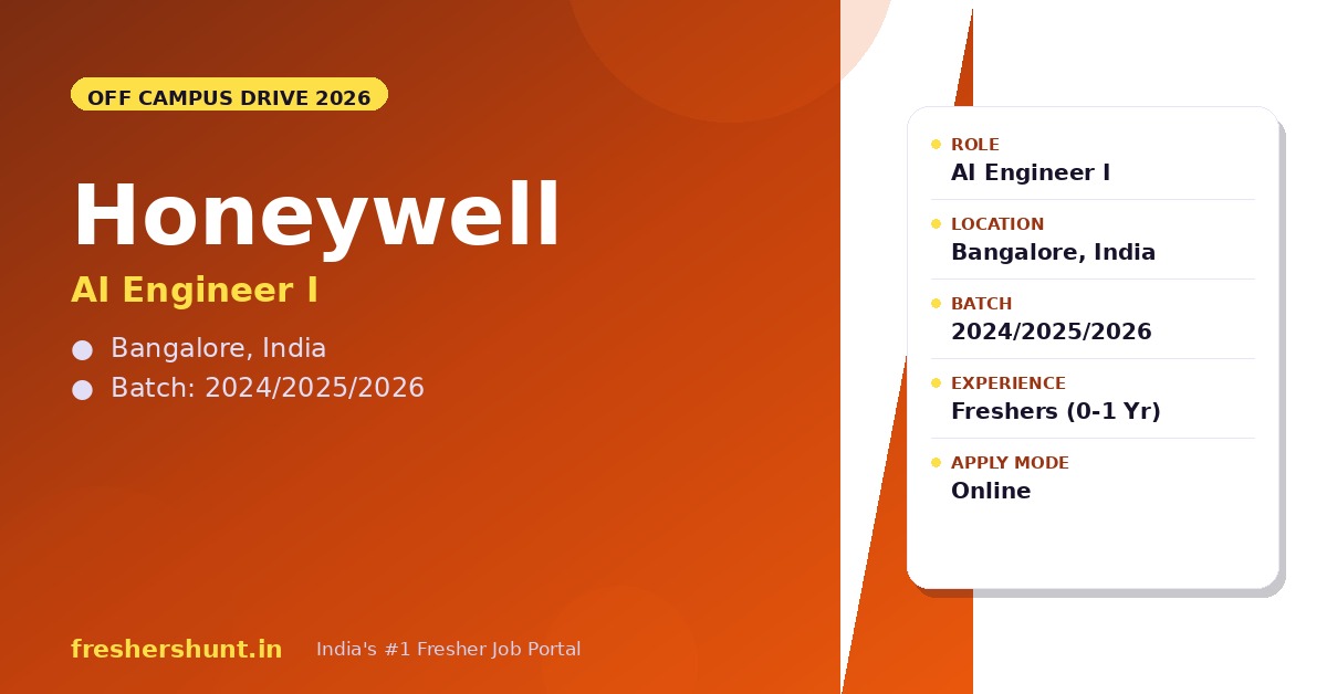 Honeywell Off Campus Drive 2026 - Honeywell Off Campus Drive 2026 | AI Engineer I | Bangalore — Apply Now