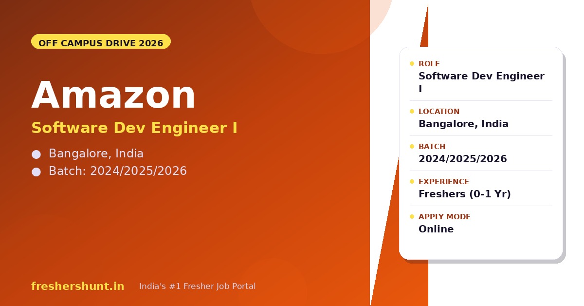 Amazon Off Campus Drive 2026 - Amazon Off Campus Drive 2026 | Software Dev Engineer I | Bangalore — Apply Now