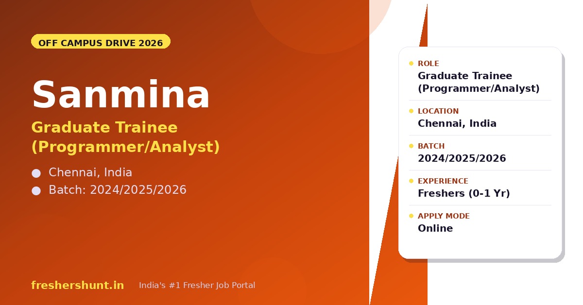 Sanmina Off Campus Drive 2026 - Sanmina Off Campus Drive 2026 | Graduate Trainee | Chennai — Apply Now