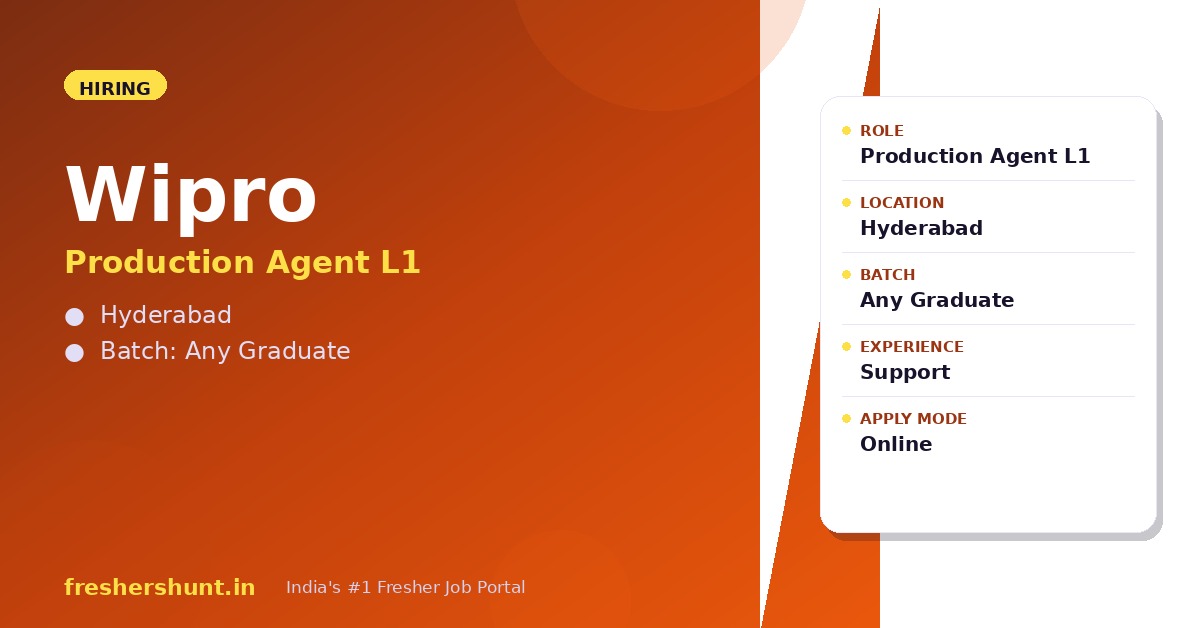 Wipro Off Campus Drive 2026 - Wipro Production Agent L1 2026 | Hyderabad | Tech Support — Apply Now