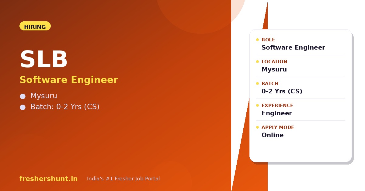 SLB Off Campus Drive 2026 - SLB Software Engineer 2026 | Mysuru | Freshers — Apply Now