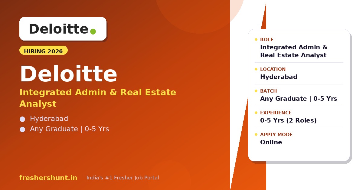 Deloitte USI Off Campus Drive 2026 - Deloitte USI Off Campus Drive 2026 | Admin & Real Estate Analyst | Hyderabad — Apply Now