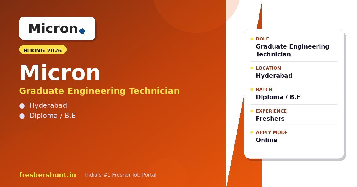 Micron Technology Off Campus Drive 2026 - Micron Off Campus Drive 2026 | Graduate Engineering Technician | Gujarat — Apply Now