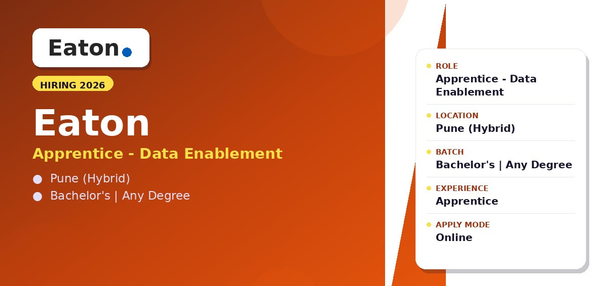 Eaton Off Campus Drive 2026 - Eaton Data Enablement Apprentice 2026 | Pune (Hybrid) — Apply Now