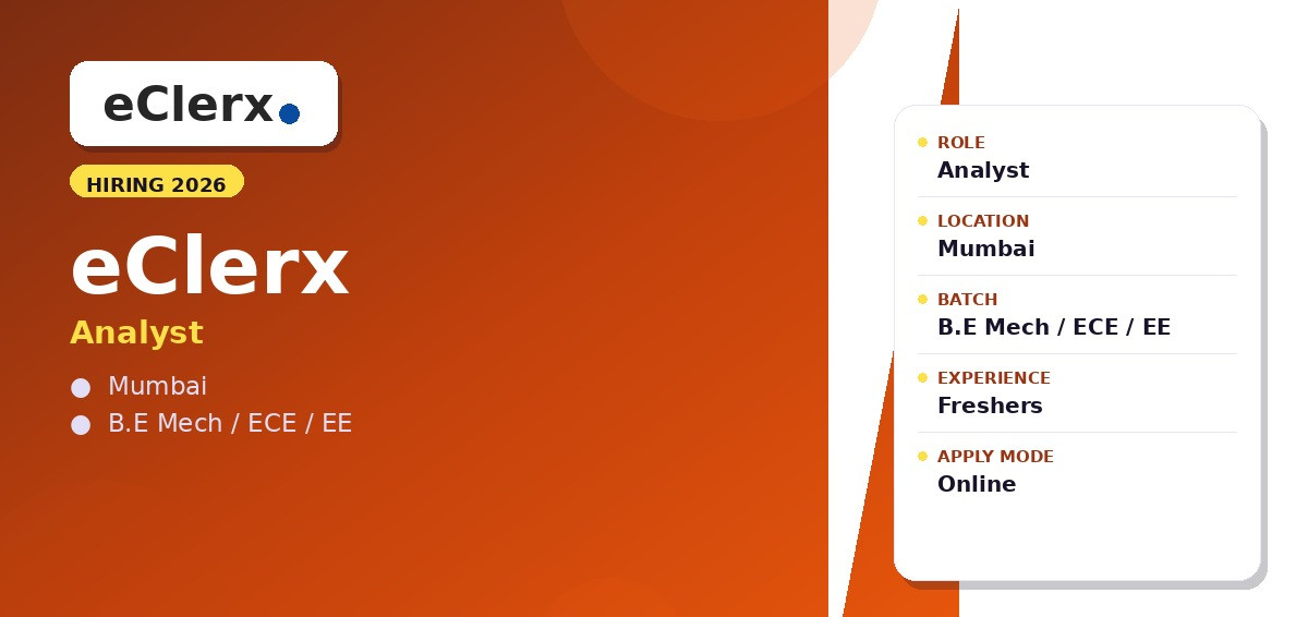 eClerx Off Campus Drive 2026 - eClerx Analyst 2026 | Mumbai | B.E Mechanical / ECE — Apply Now