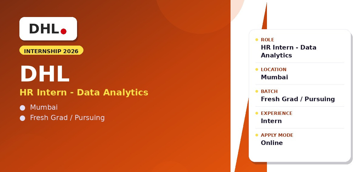 DHL Off Campus Drive 2026 - DHL HR Internship 2026 | HR Data Analytics | Mumbai — Apply Now
