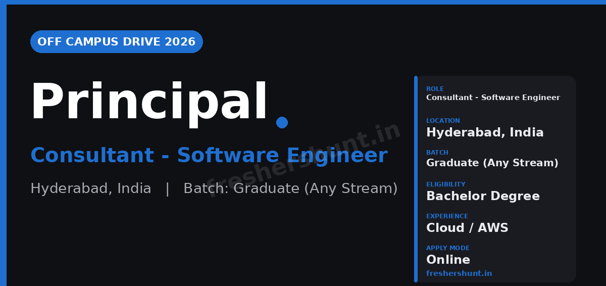 Principal Off Campus Drive 2026 - Principal Software Engineer 2026 | Consultant – Software Engineer | Hyderabad — Apply Now