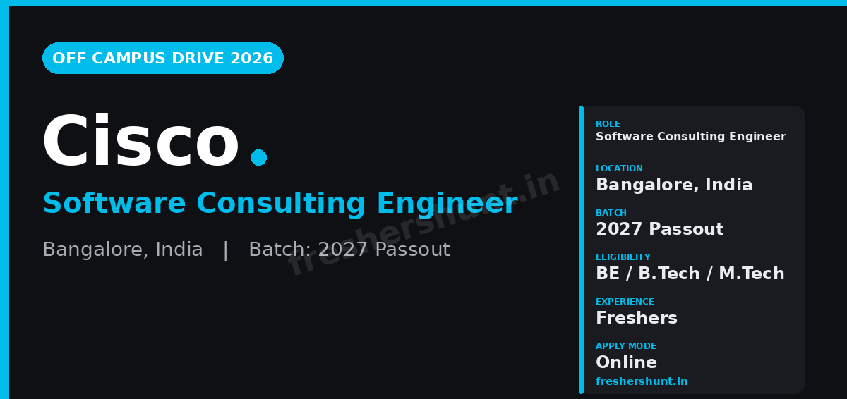 Cisco Off Campus Drive 2026 - Cisco Software Consulting Engineer 2026 | Full Time | Bangalore — Apply Now