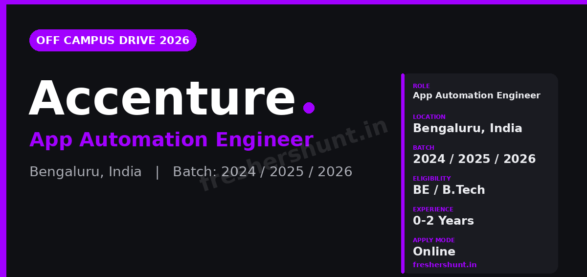 Accenture Off Campus Drive 2026 - Accenture App Automation Associate 2026 | App Automation Eng New Associate | Bengaluru — Apply Now
