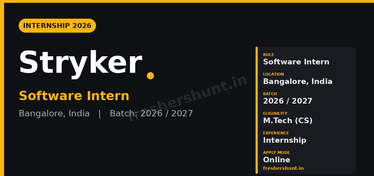 Stryker Off Campus Drive 2026 - Stryker Off Campus Drive 2026 | Software Intern | Bangalore — Apply Now