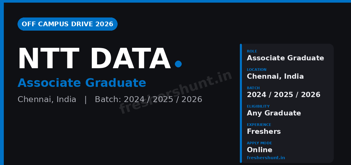 NTT DATA Off Campus Drive 2026 - NTT DATA Off Campus Drive 2026 | Associate Graduate | Chennai — Apply Now