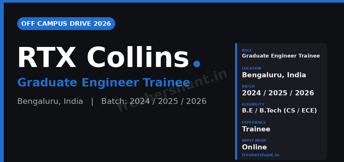 RTX Off Campus Drive 2026 - RTX Graduate Engineer Trainee 2026 | Collins Aerospace | Bengaluru — Apply Now