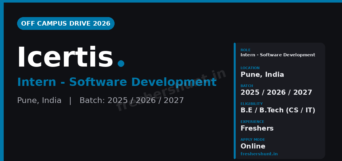 Icertis Off Campus Drive 2026 - Icertis Off Campus Drive 2026 | Intern Development | Pune — Apply Now