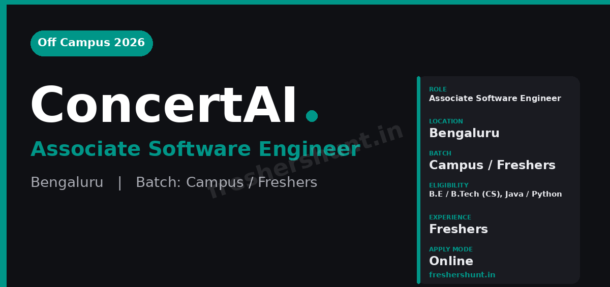 ConcertAI Off Campus Drive 2026 - ConcertAI Off Campus Drive 2026 | Associate Software Engineer | Bengaluru — Apply Now