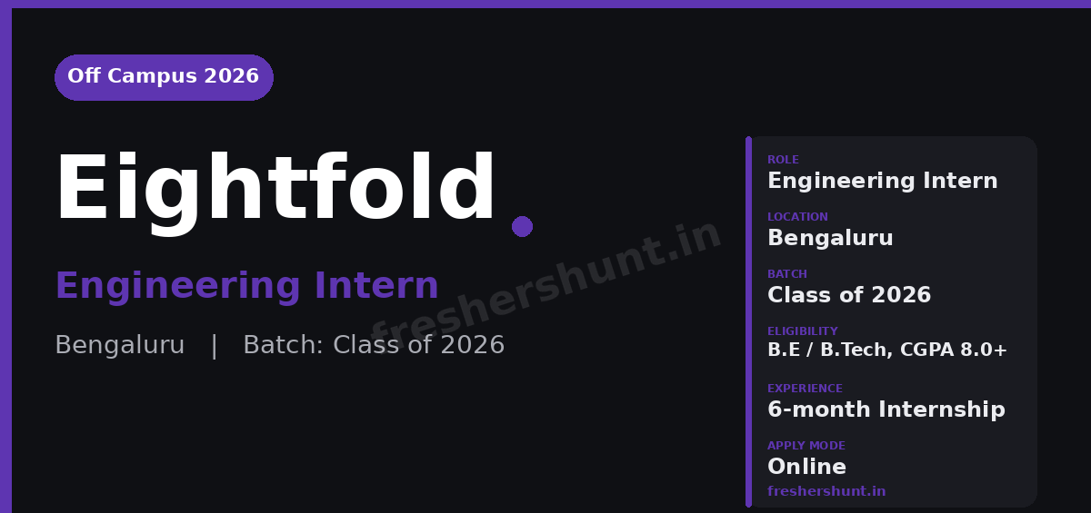 Eightfold AI Off Campus Drive 2026 - Eightfold AI Off Campus Drive 2026 | Engineering Intern (Class of 2026) | Bengaluru — Apply Now