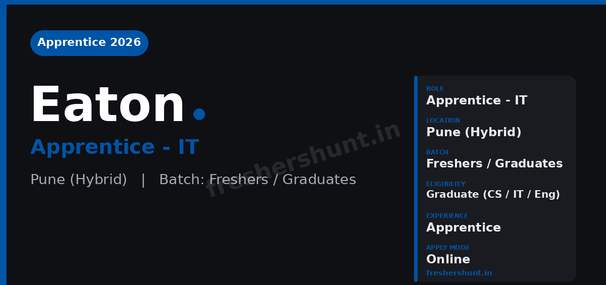 Eaton Off Campus Drive 2026 - Eaton Apprentice IT 2026 | Freshers | Pune — Apply Now