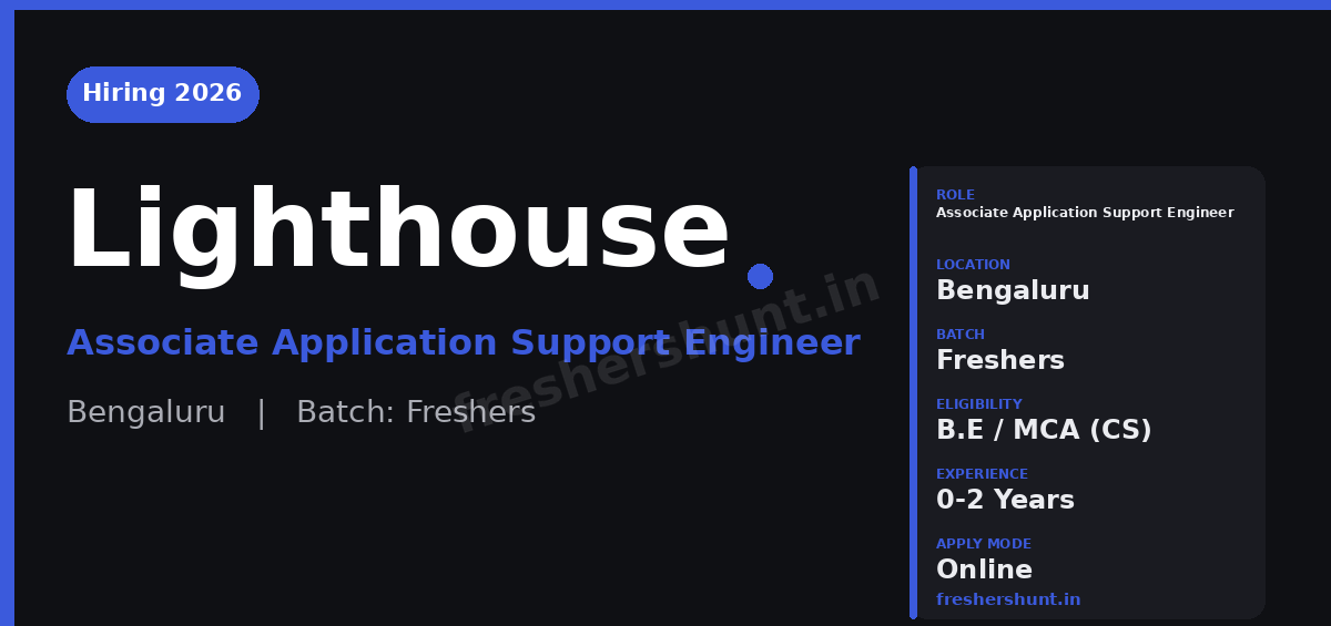 Lighthouse Off Campus Drive 2026 - Lighthouse Application Support Engineer 2026 | Freshers | Bengaluru — Apply Now