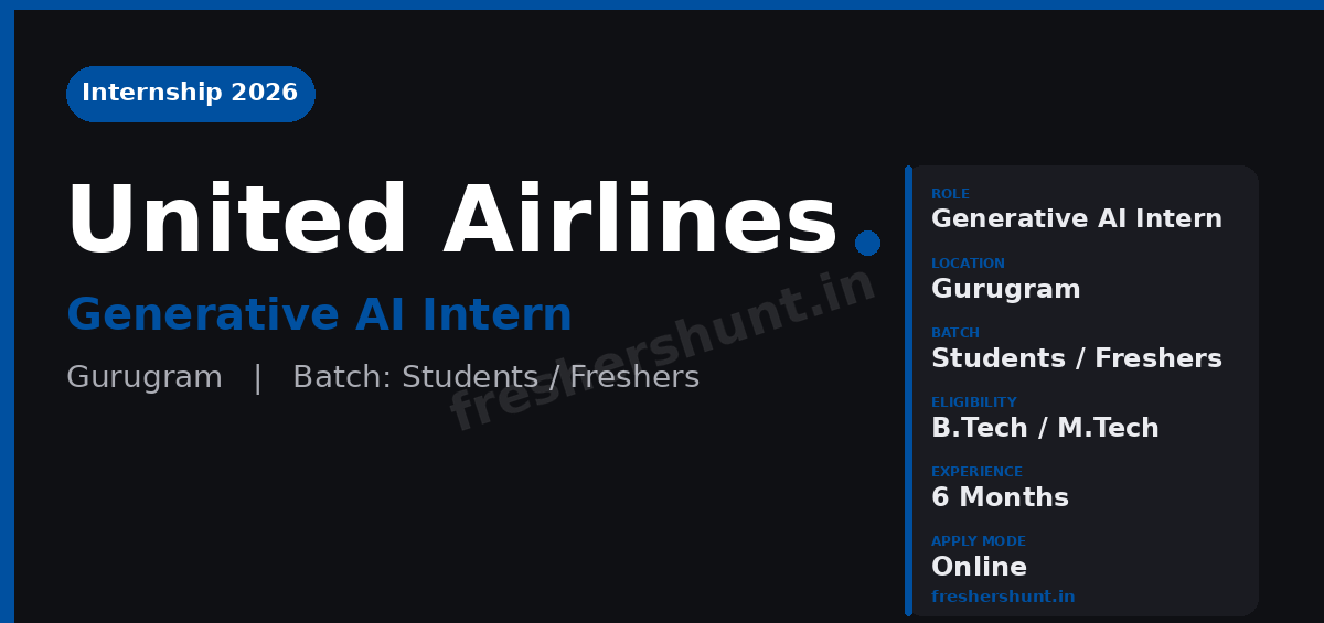 United Airlines Generative AI Off Campus Drive 2026 - United Airlines Generative AI Internship 2026 | Gurugram — Apply Now