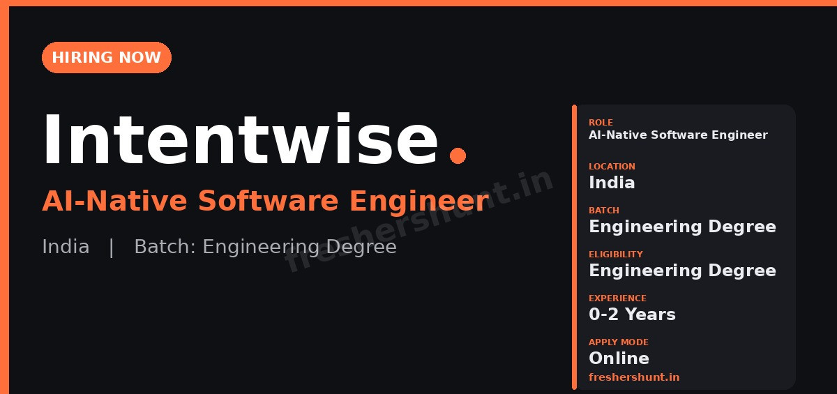 Intentwise Off Campus Drive 2026 - Intentwise AI Native Software Engineer 2026 | India — Apply Now