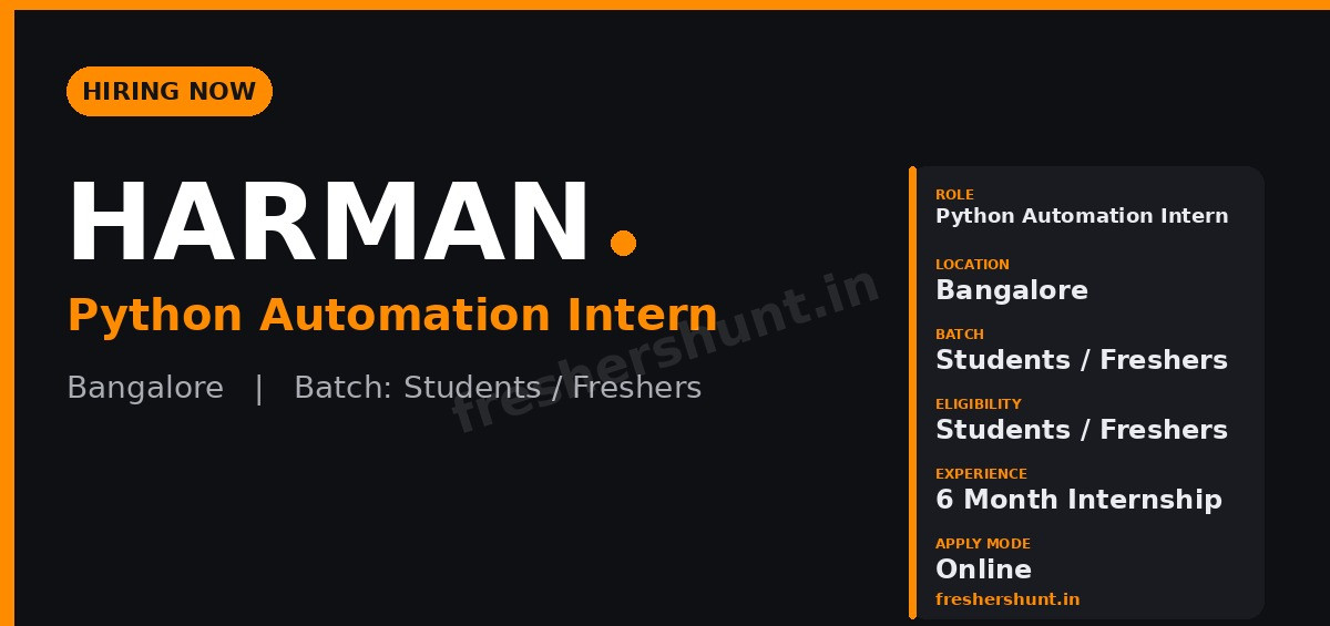 HARMAN Off Campus Drive 2026 - HARMAN Python Automation Intern 2026 | Bangalore — Apply Now