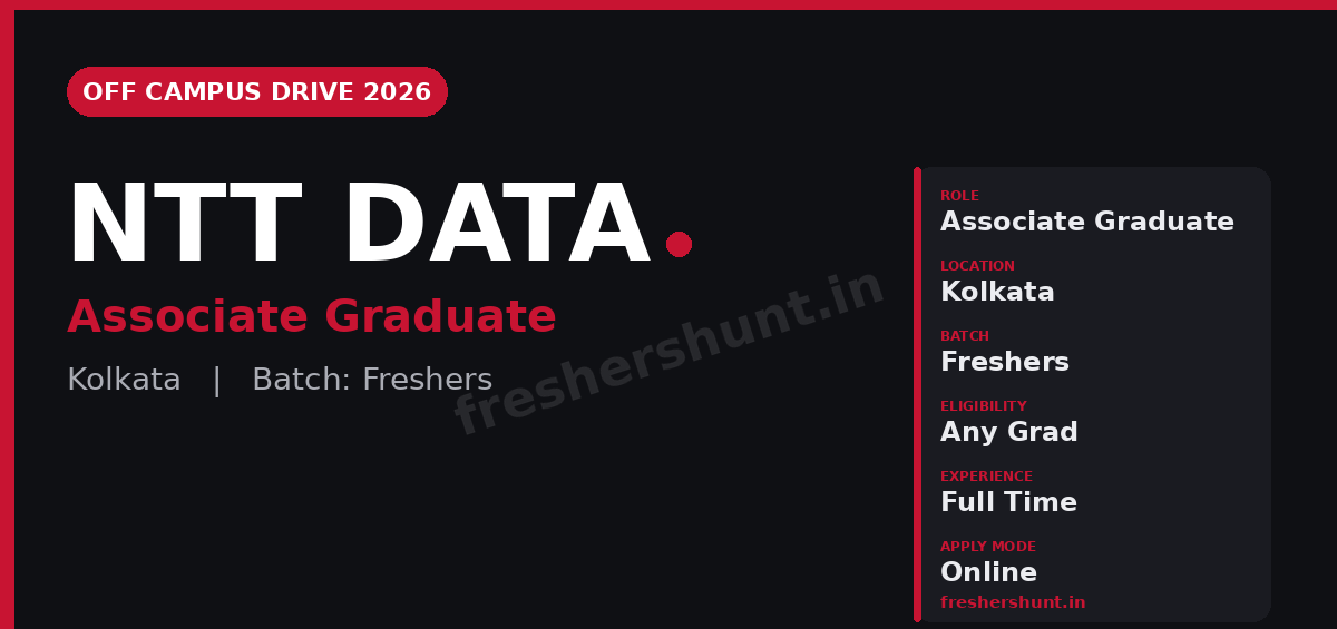 NTT Off Campus Drive 2026 - NTT Data Associate Graduate 2026 | Kolkata — Apply Now