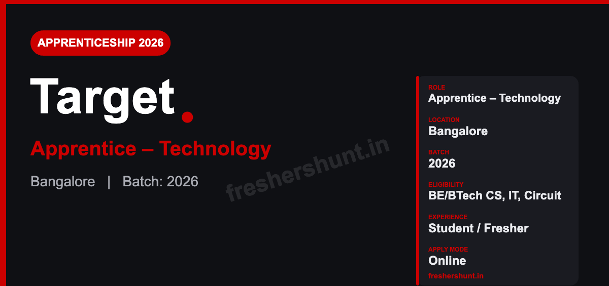 Target Off Campus Drive 2026 - Target Apprenticeship Program 2026 | Apprentice – Technology | Bangalore — Apply Now