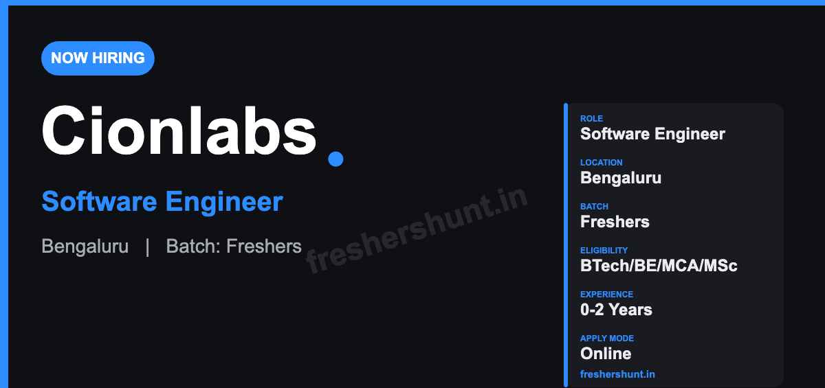 Cionlabs Off Campus Drive 2026 - Cionlabs Software Engineer 2026 | IoT & Embedded | Bengaluru — Apply Now