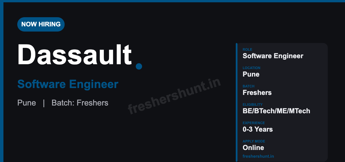 Dassault Systemes Off Campus Drive 2026 - Dassault Systemes Off Campus Drive 2026 | Software Engineer | Pune — Apply Now