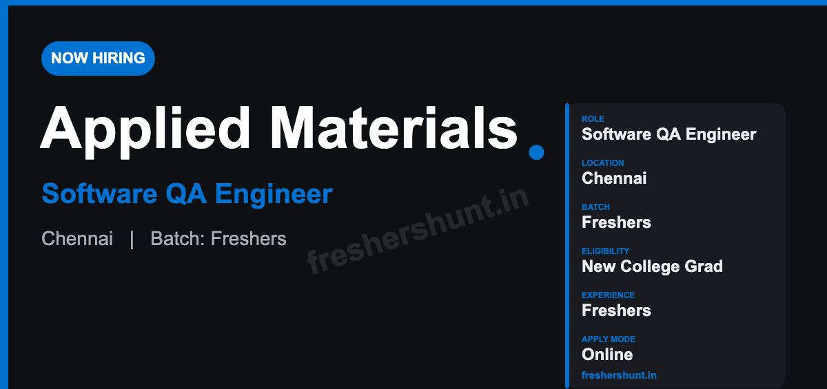 Applied Materials Off Campus Drive 2026 - Applied Materials Off Campus Drive 2026 | Software QA Engineer | Chennai — Apply Now