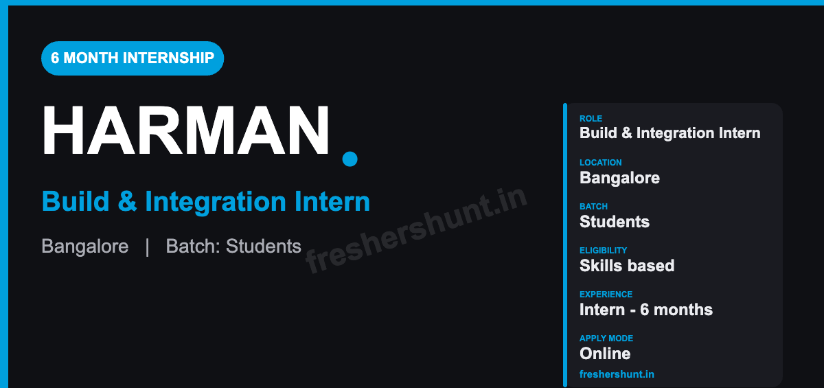 Harman Off Campus Drive 2026 - Harman Build Integration Intern 2026 | DevOps & CI/CD | Bangalore — Apply Now