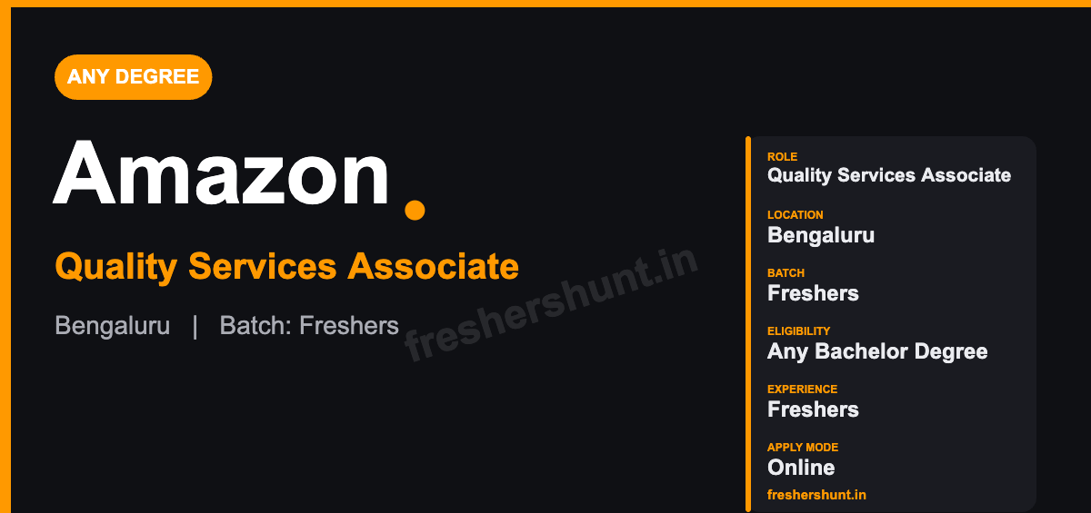 Amazon Off Campus Drive 2026 - Amazon Quality Services Associate 2026 | Any Bachelor’s Degree Accepted | Bengaluru — Apply Now