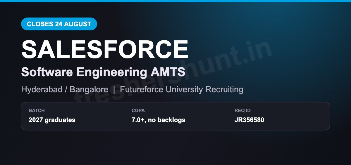 Salesforce Off Campus Drive 2026 - Salesforce Off Campus Drive 2027 | AMTS, 2027 Batch | Hyderabad & Bangalore