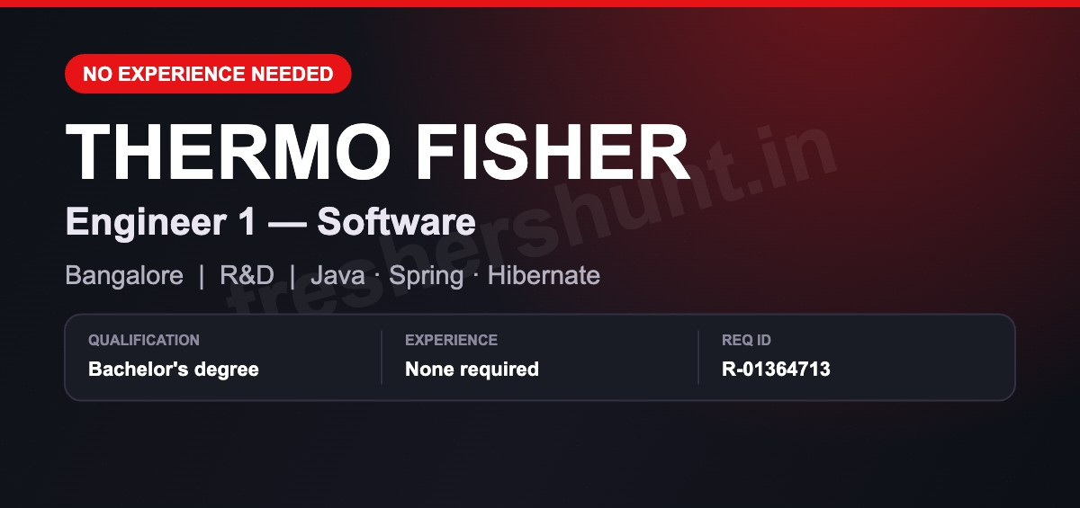Thermo Off Campus Drive 2026 - Thermo Fisher Engineer 1 Software 2026 | No Experience Needed | Bangalore