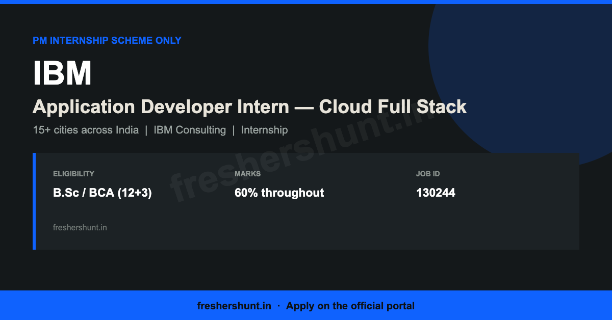 IBM Off Campus Drive 2026 - IBM Internship 2026 | Application Developer Intern | PAN India