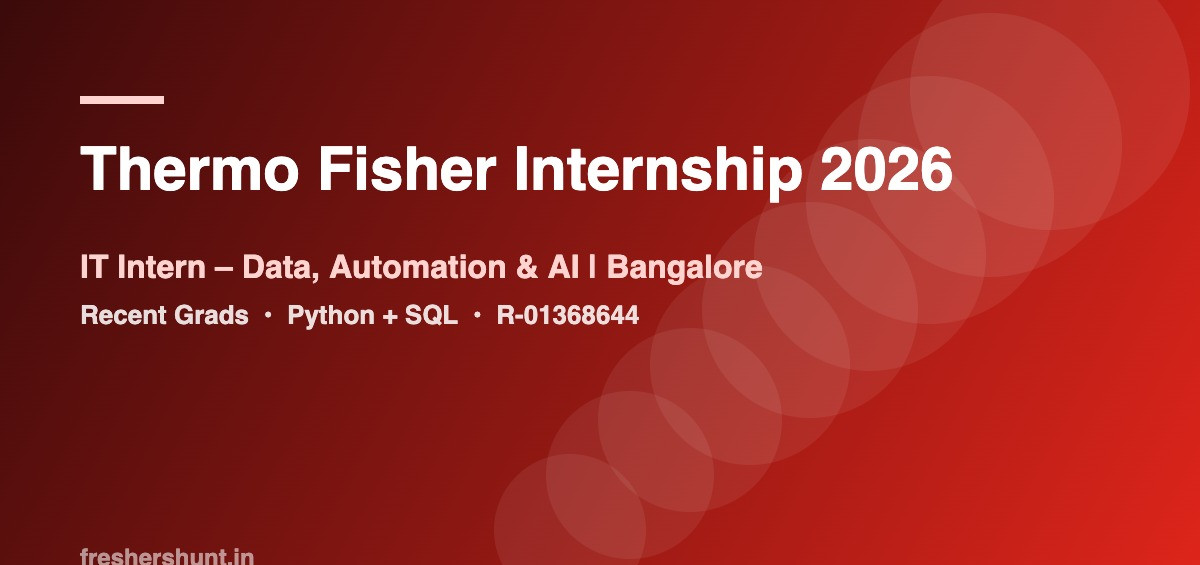 Thermo Fisher Off Campus Drive 2026 - Thermo Fisher Internship 2026 | IT Intern – Data & AI | Bangalore — Apply Now
