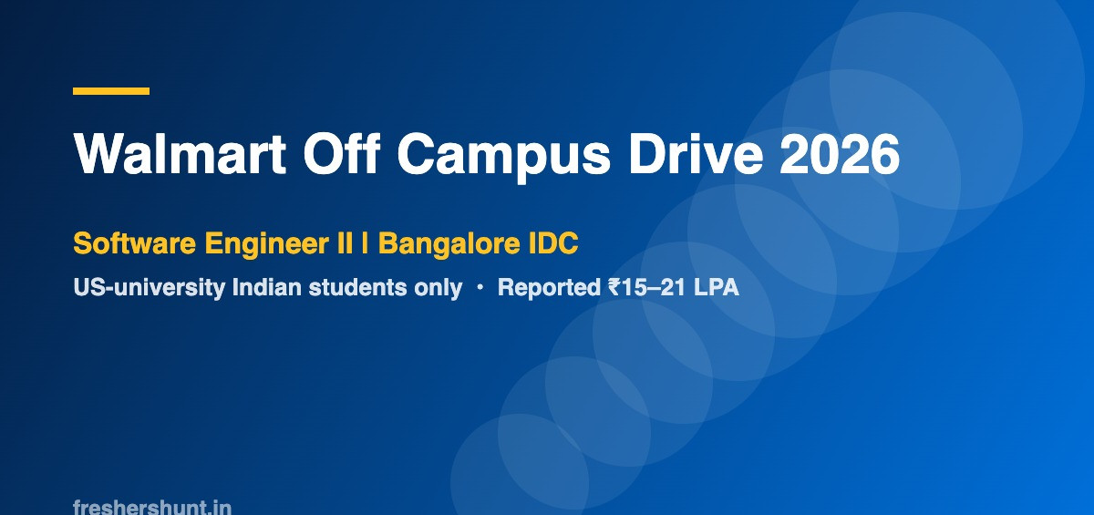 Walmart Off Campus Drive 2026 - Walmart Off Campus Drive 2026 | Software Engineer II, R-2533616 | Bangalore IDC — US University Students Only