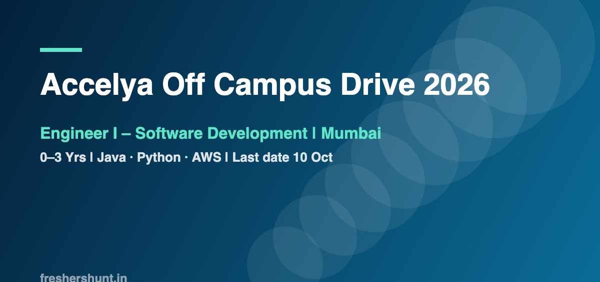 Accelya Off Campus Drive 2026 - Accelya Off Campus Drive 2026 | Engineer I – Software Development | Mumbai — Apply by 10 Oct