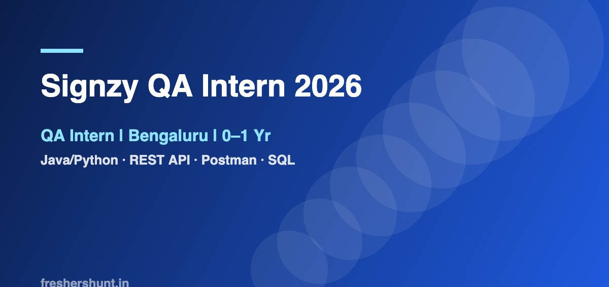 Signzy Off Campus Drive 2026 - Signzy QA Intern 2026 | Java, Python, API Testing | Bengaluru — Apply Now